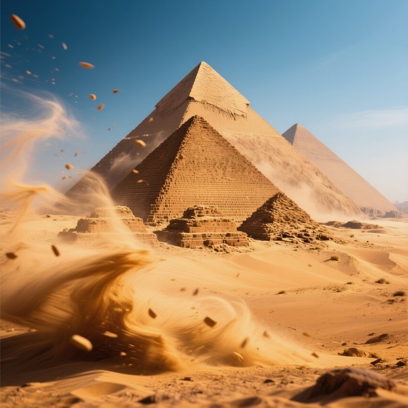 Wind Sweeping Sand Desert Pyramid Of Khafre