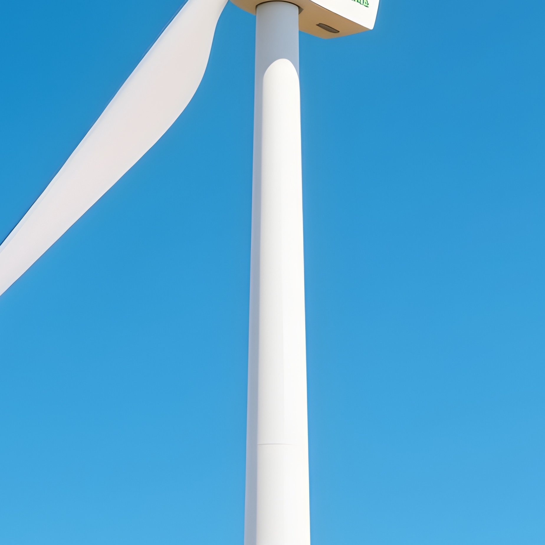 Wind Turbine: A Sleek White Wind Turbine Spinning Against A Clear Blue Sky, Placed In A Field Of Wheat, Symbolizing Green Energy Business. - Full Resolution Quality Preview