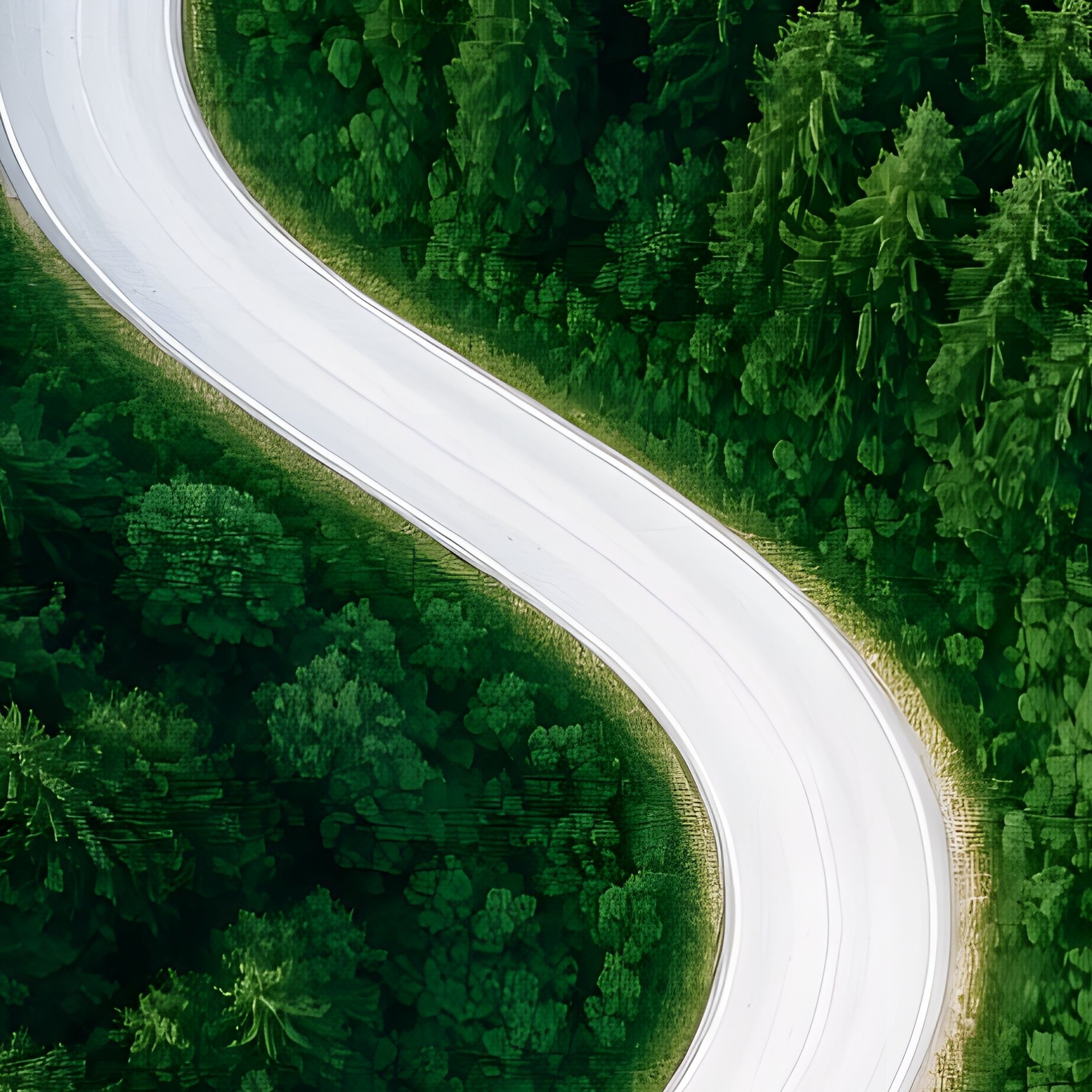 Winding Road Through A Forest Aerial View Forest - Full Resolution Quality Preview