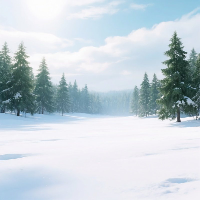 Winter Landscape With Snow Covered Ground And Trees Winter