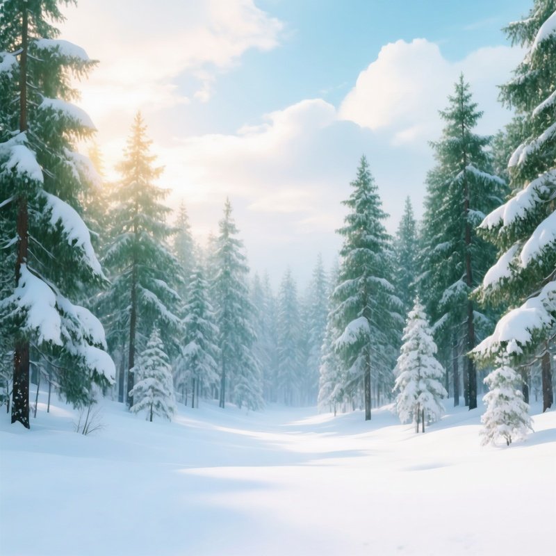 Winter Landscape With Snow Covered Pine Trees Winter Landscape