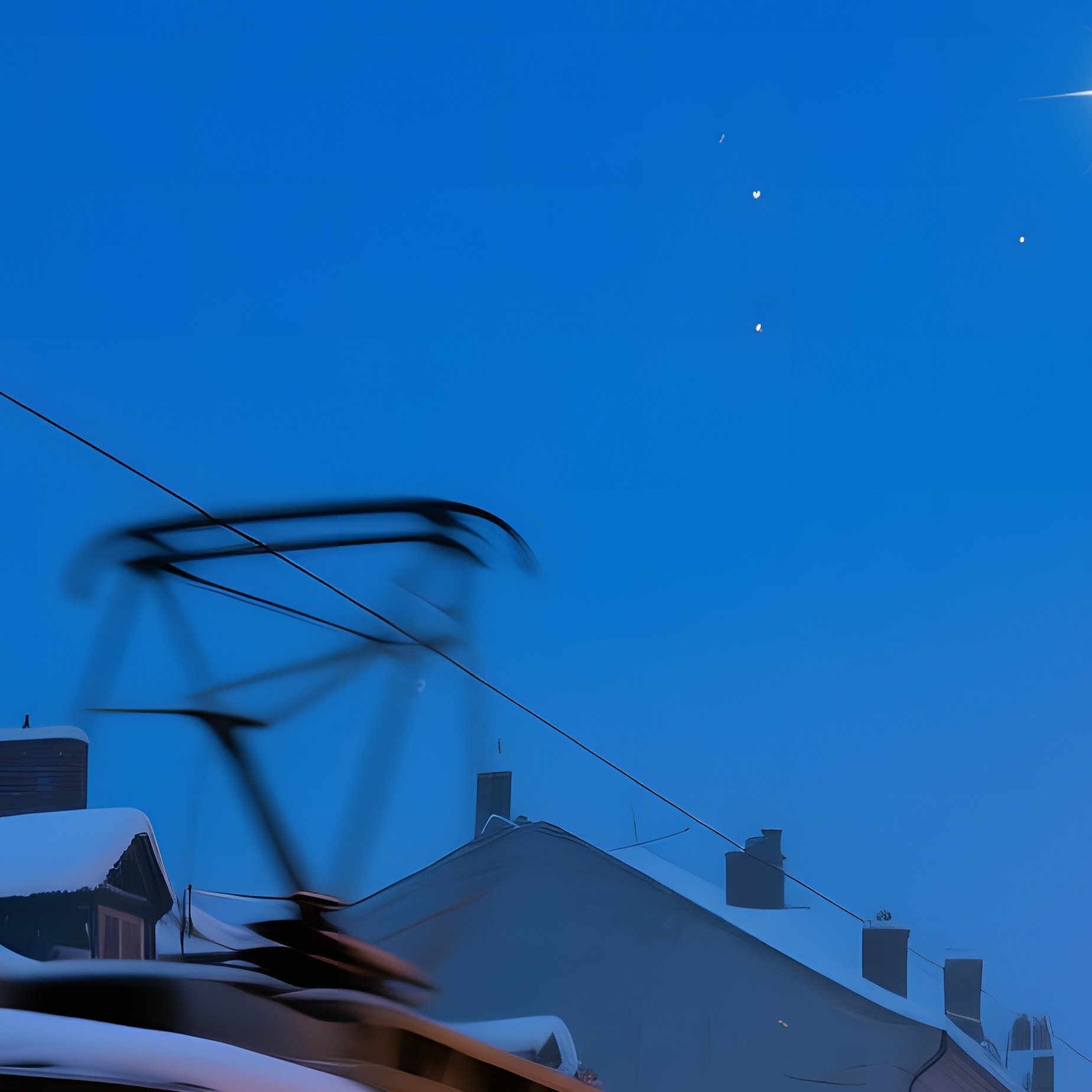 Winter Twilight Seven Sisters Silhouettes Streetcars Pastries - Full Resolution Quality Preview