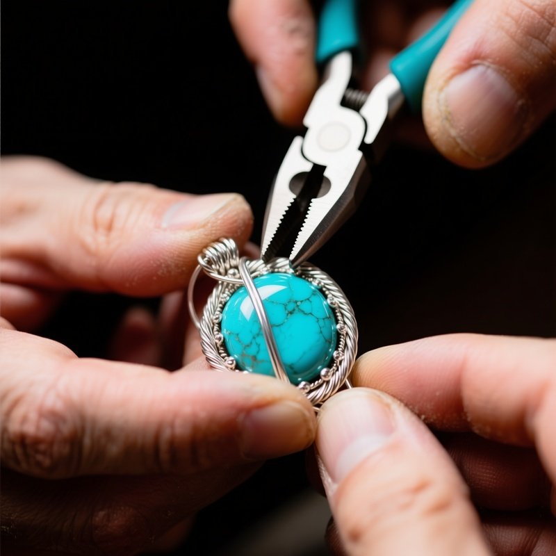 Wire Wrapping A Turquoise Stone Pendant