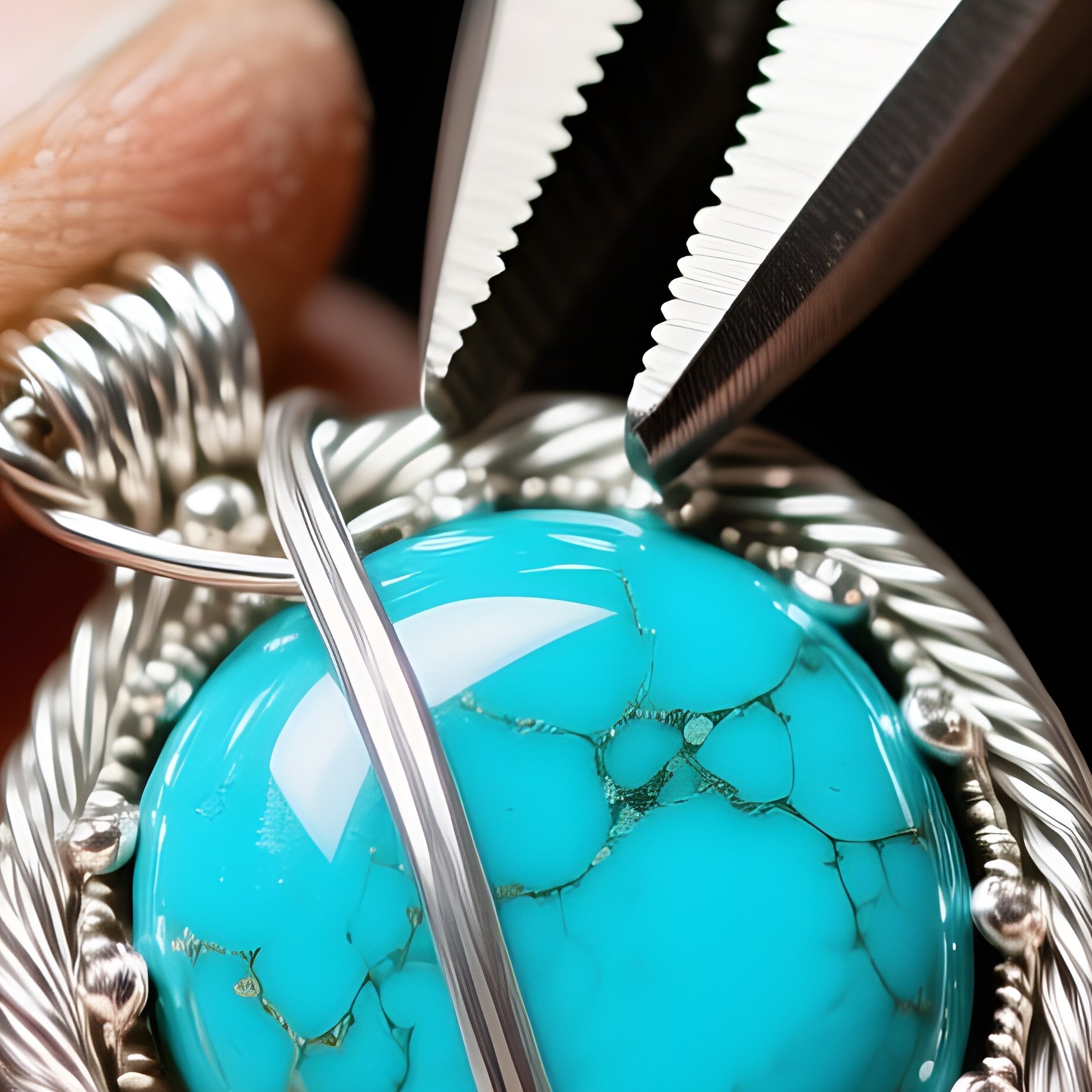 Wire Wrapping A Turquoise Stone Pendant - Full Resolution Quality Preview