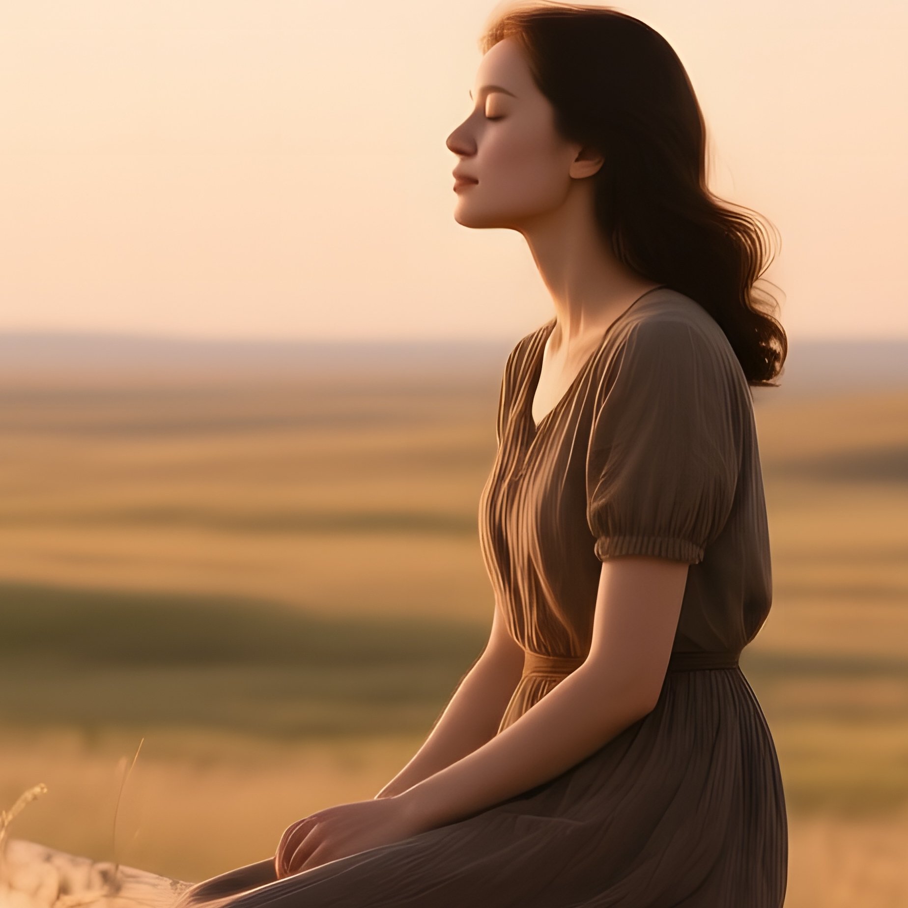 Woman On Fence Prairie Evening - Full Resolution Quality Preview