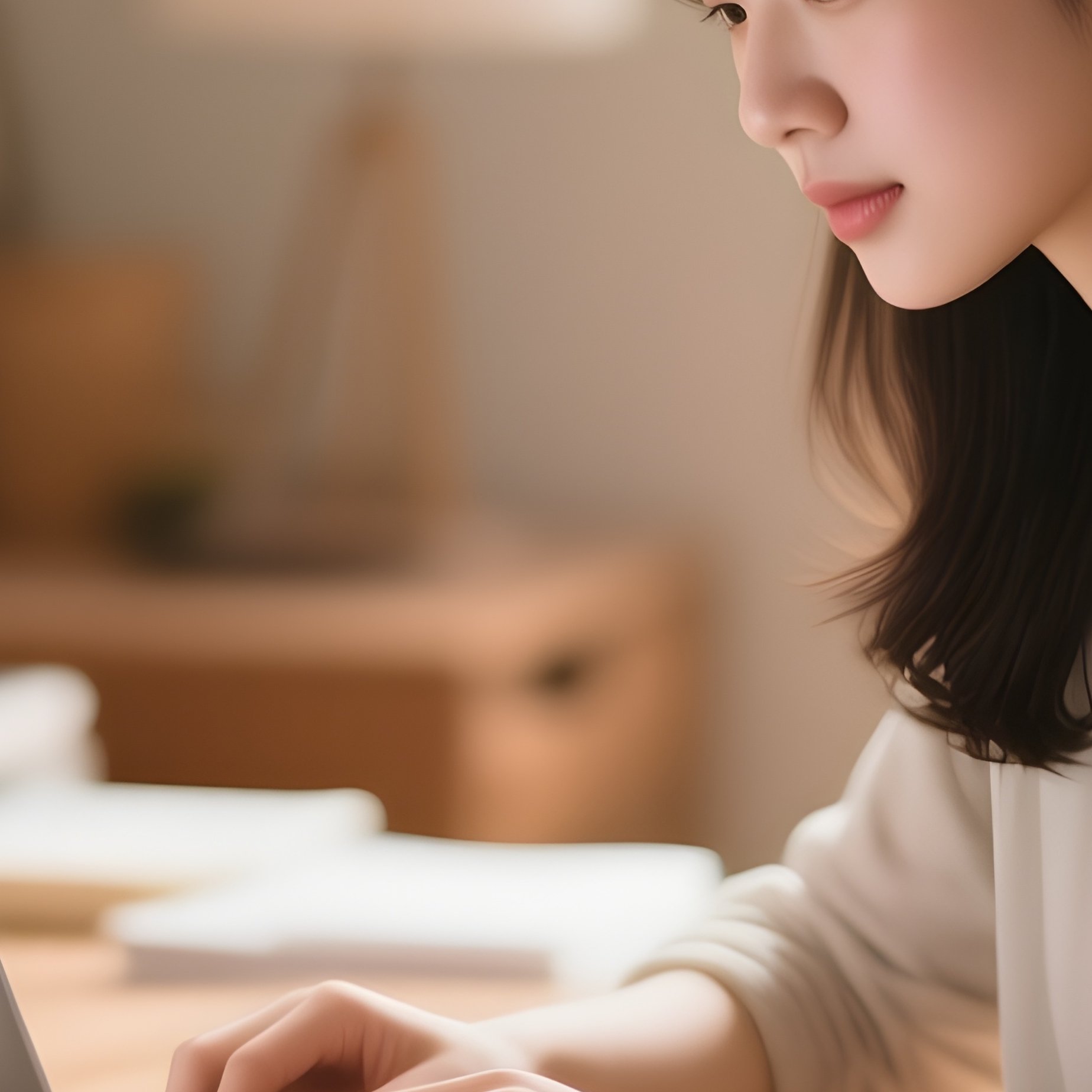 Woman Using Laptop - Full Resolution Quality Preview