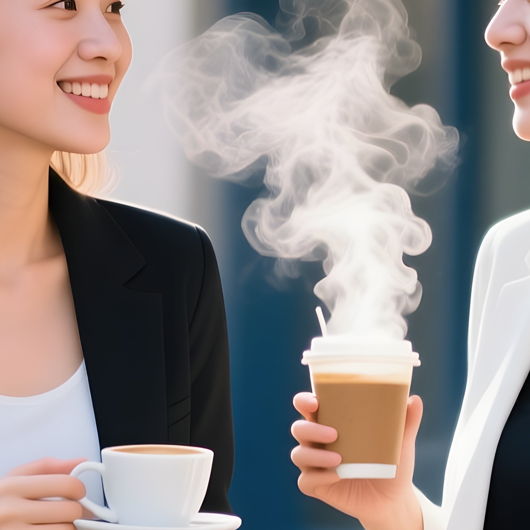 Women Chatting Cafe Coffee Steam - Full Resolution Quality Preview