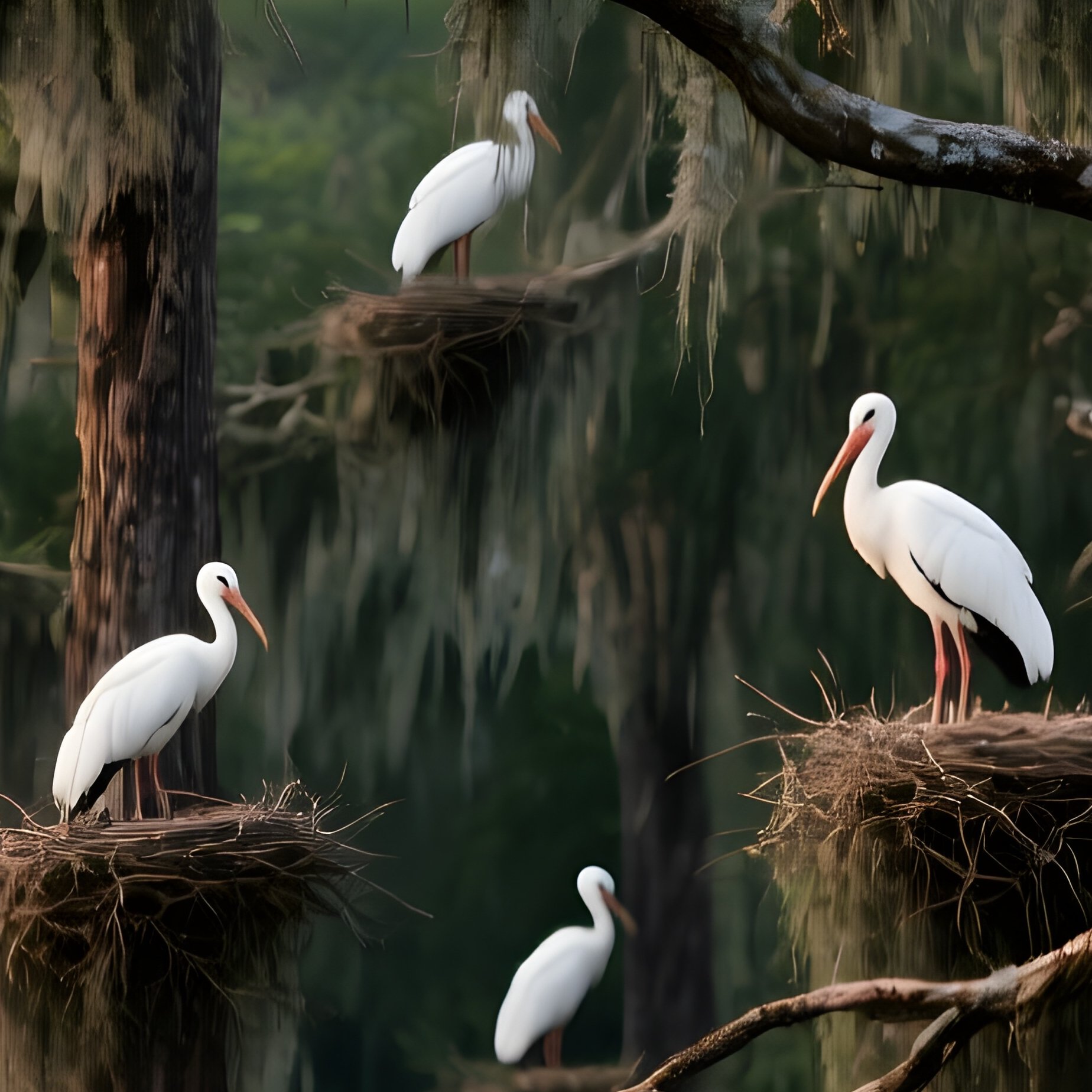 Wood Stork Rookery Cypress Trees - Full Resolution Quality Preview