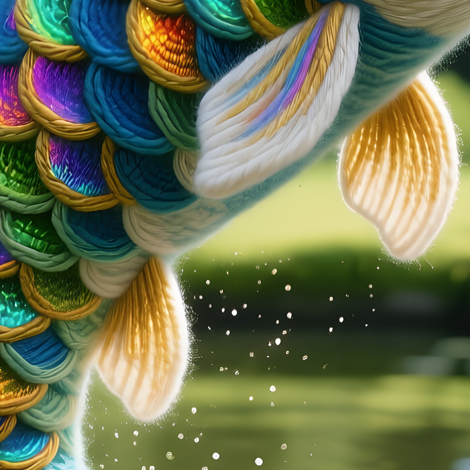 Woolen Koi Leaping From Pond - Full Resolution Quality Preview