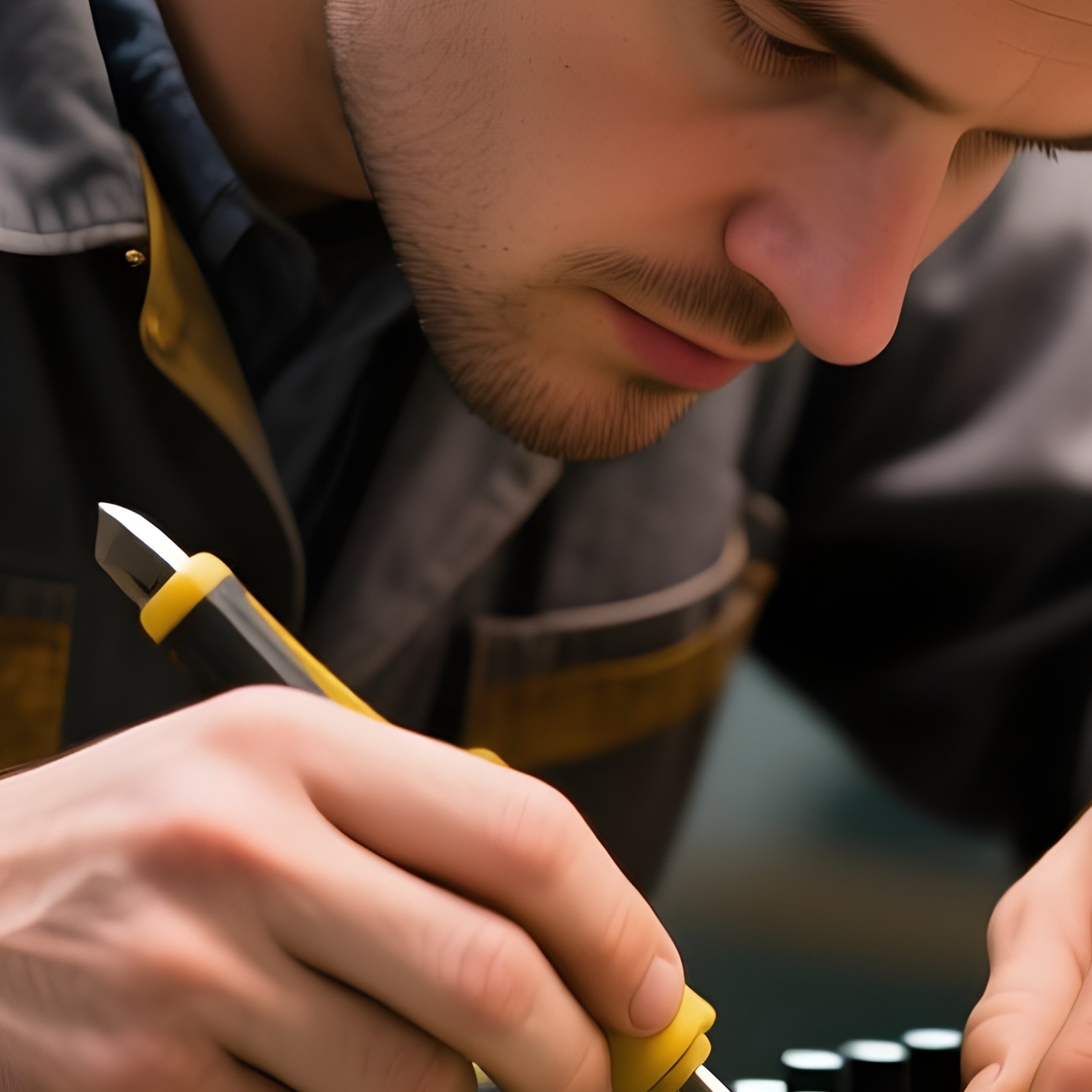 Worker Inspecting Circuit Boards - Full Resolution Quality Preview