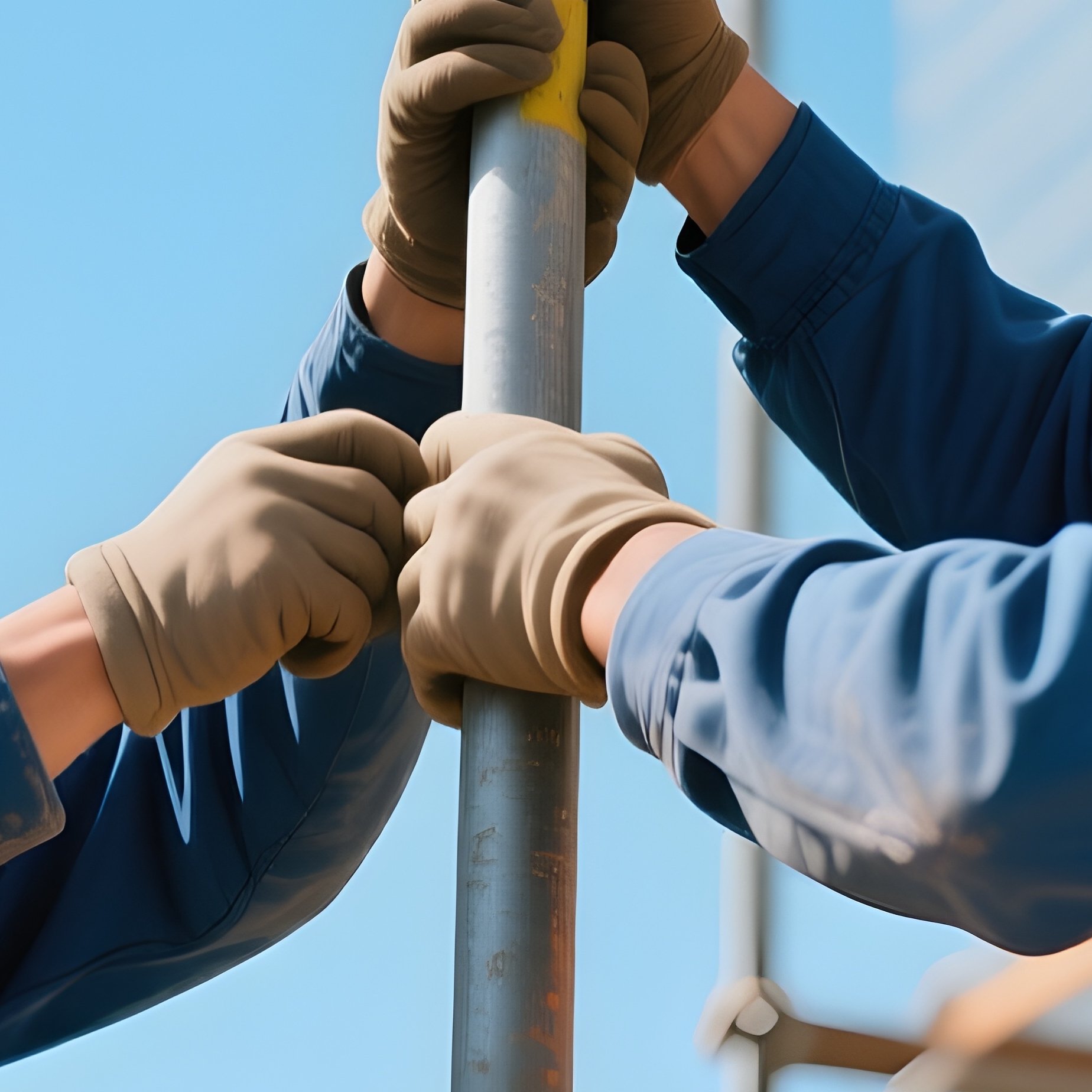 Workers Adjusting Scaffolding Poles - Full Resolution Quality Preview