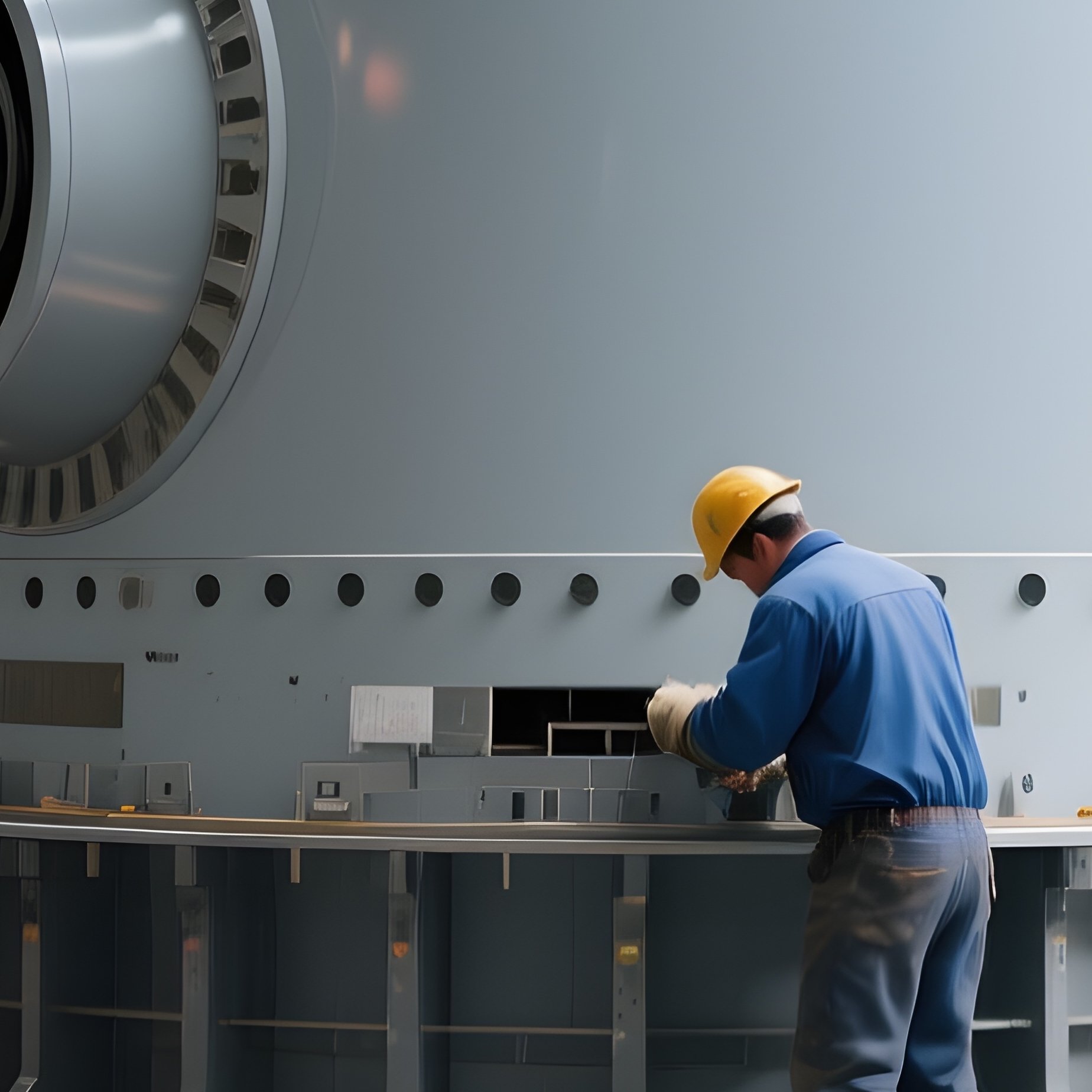 Workers Assembling Wind Turbine Base - Full Resolution Quality Preview