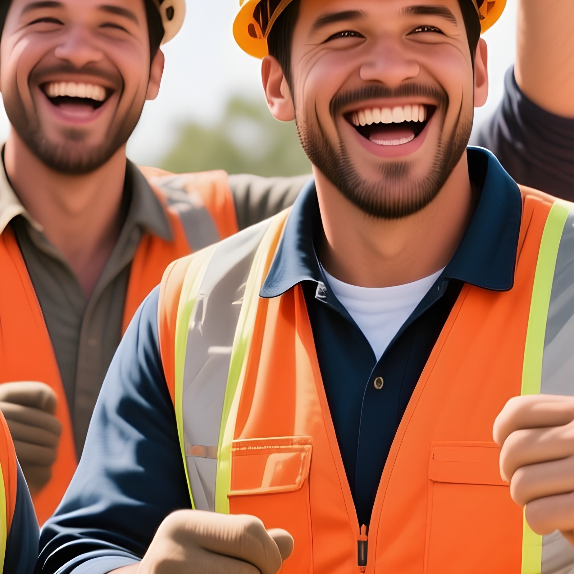 Workers Celebrating Foundation Completion - Full Resolution Quality Preview