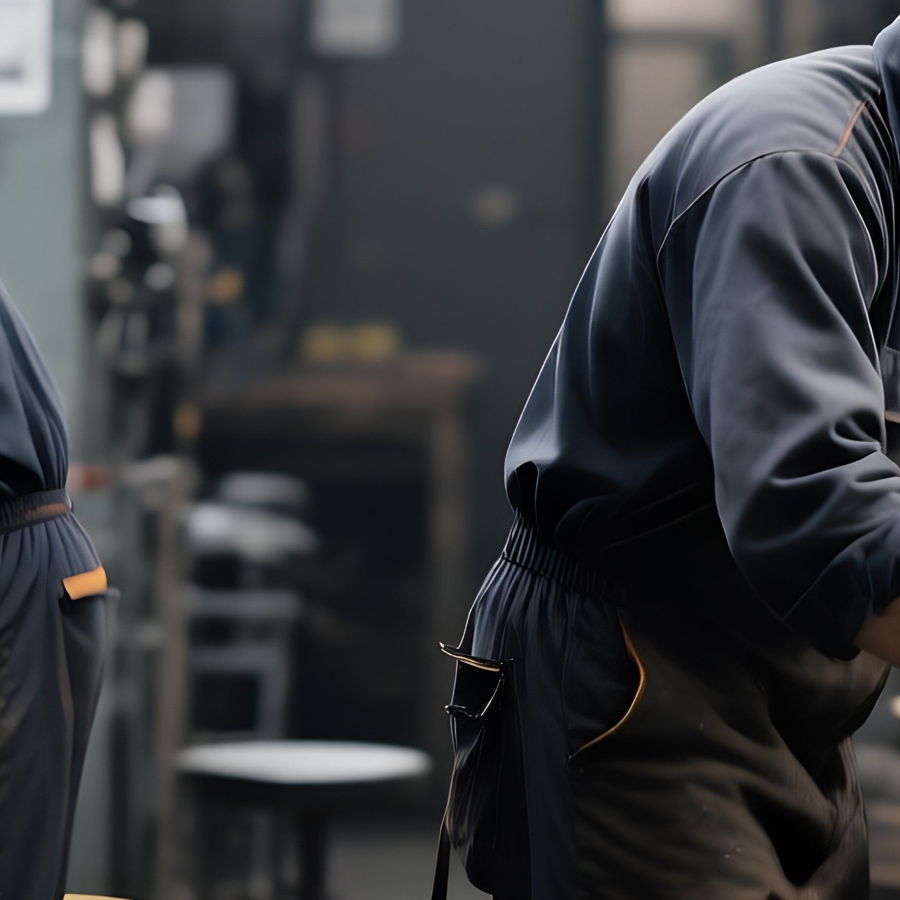 Workers Cleaning Tools Packing Equipment After Work - Full Resolution Quality Preview