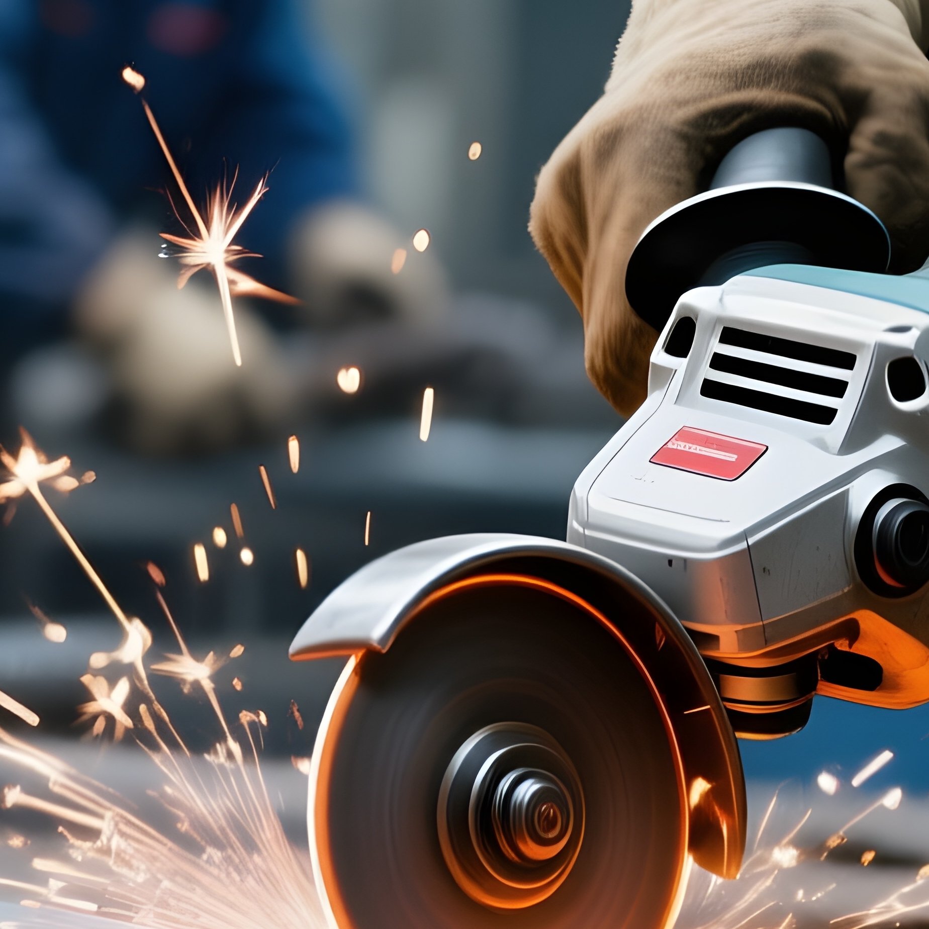 Workers Cutting Steel Rods With Angle Grinder - Full Resolution Quality Preview