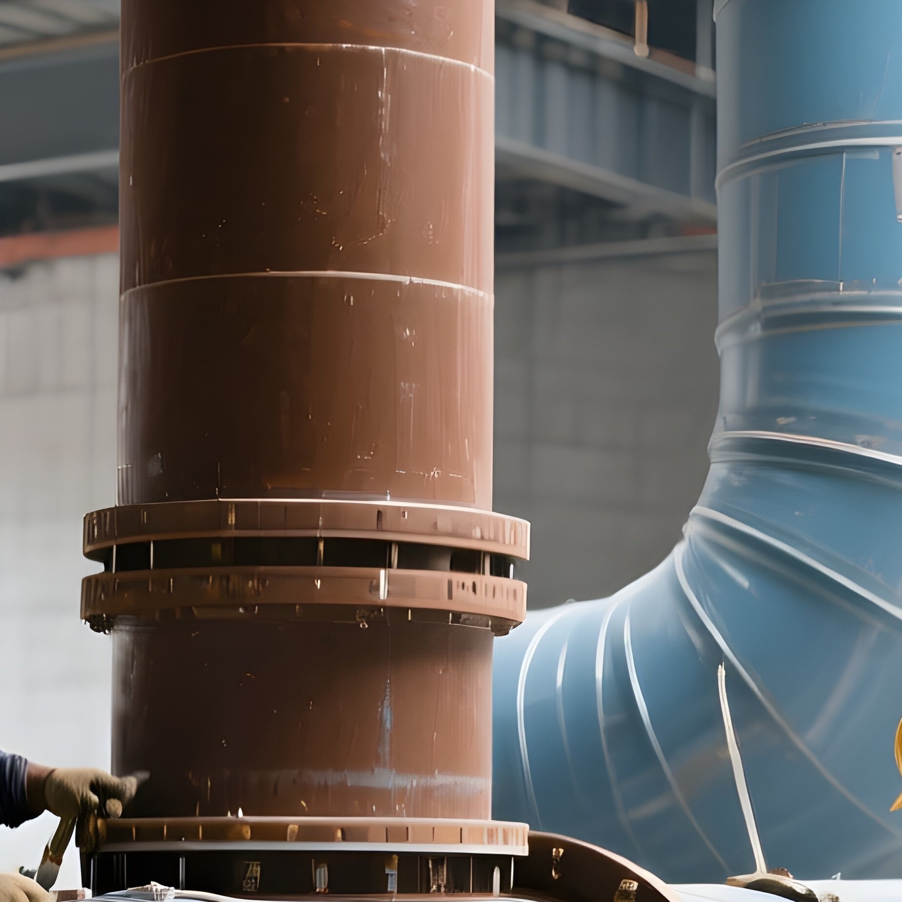 Workers Installing Ducts Inside Building Shell - Full Resolution Quality Preview