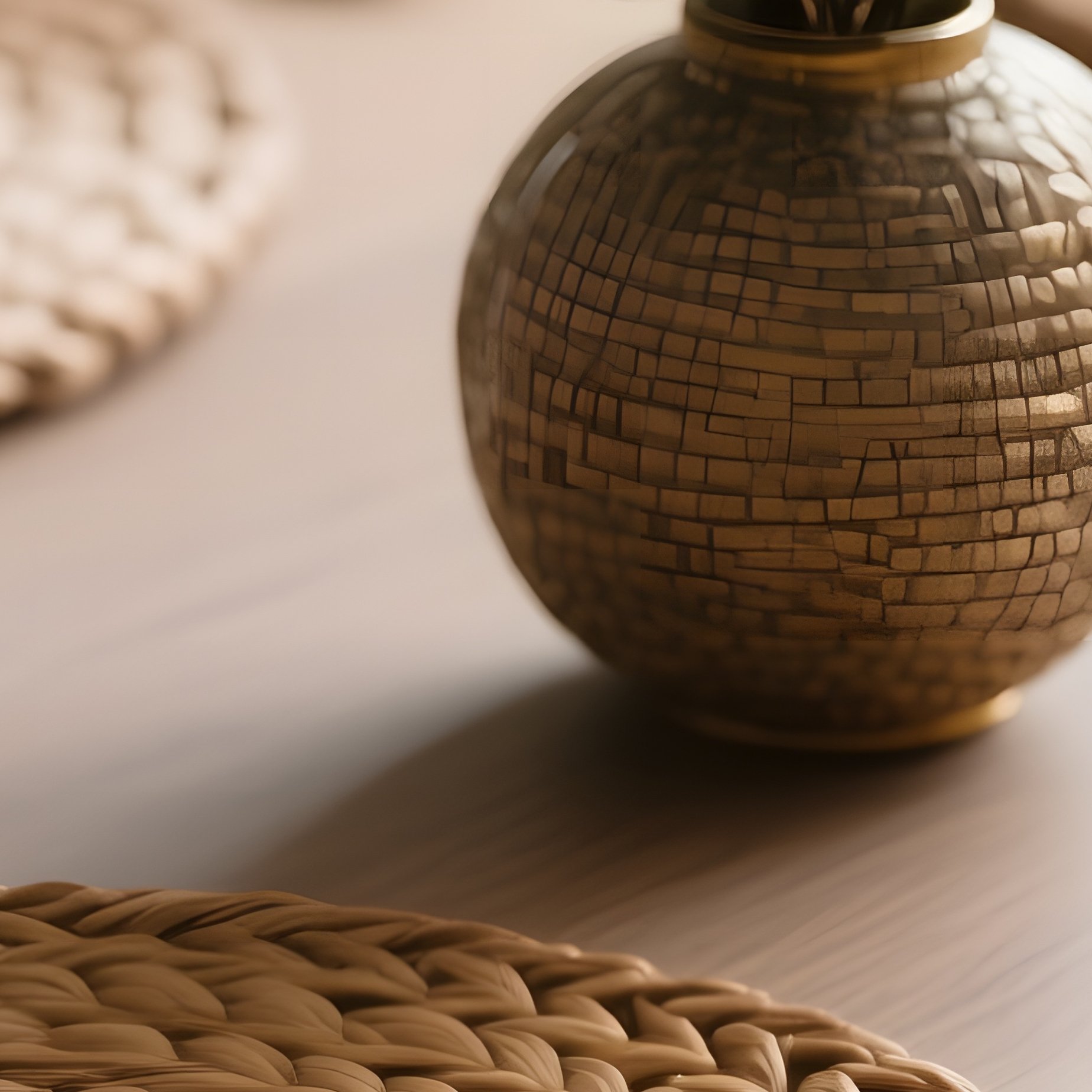 Woven Placemats: Close Up Of A Dining Table Surface Featuring Woven Placemats, Gold Cutlery, And A Centerpiece Of Eucalyptus Branches. - Full Resolution Quality Preview