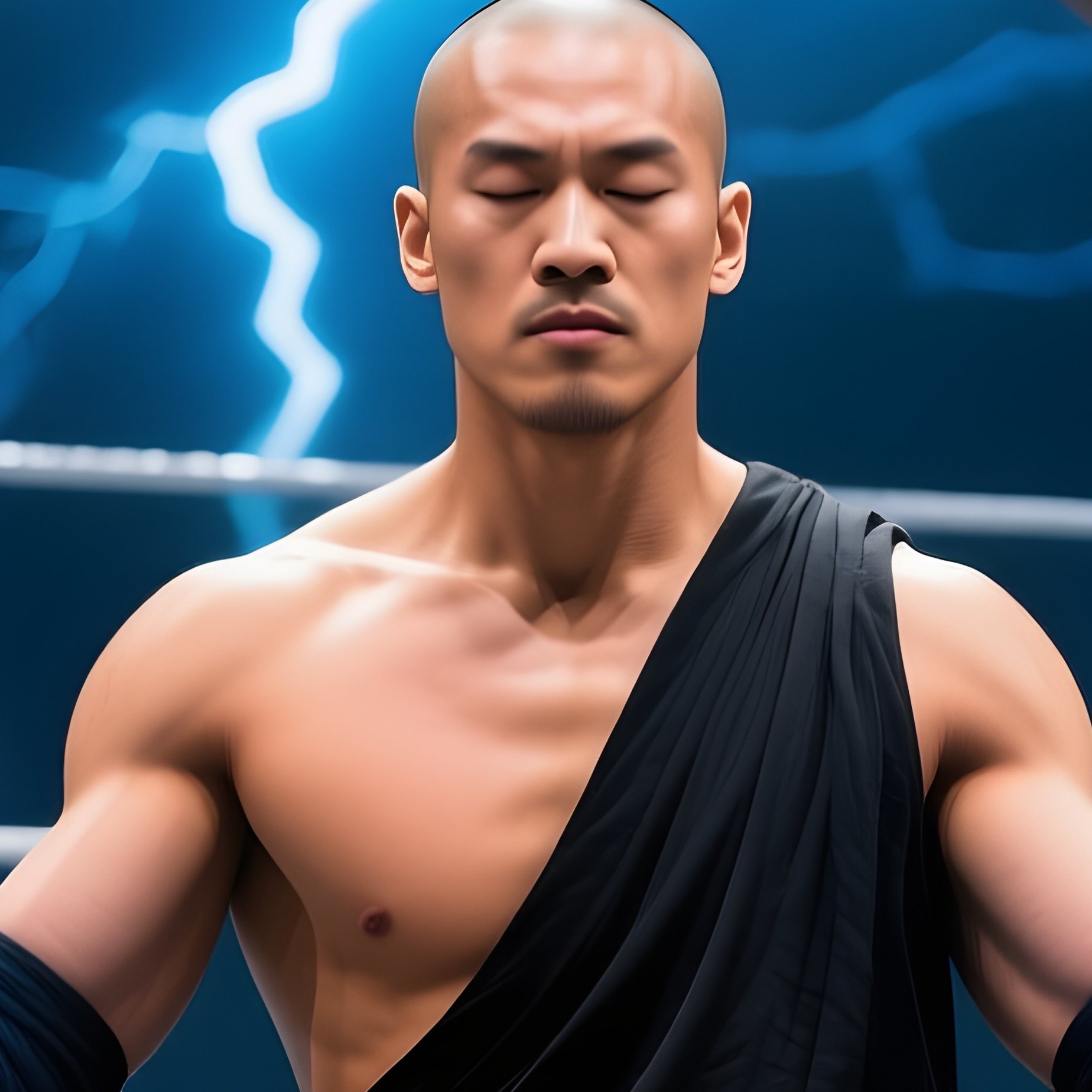 Wrestling Thunder Monk Meditates Slow Motion - Full Resolution Quality Preview
