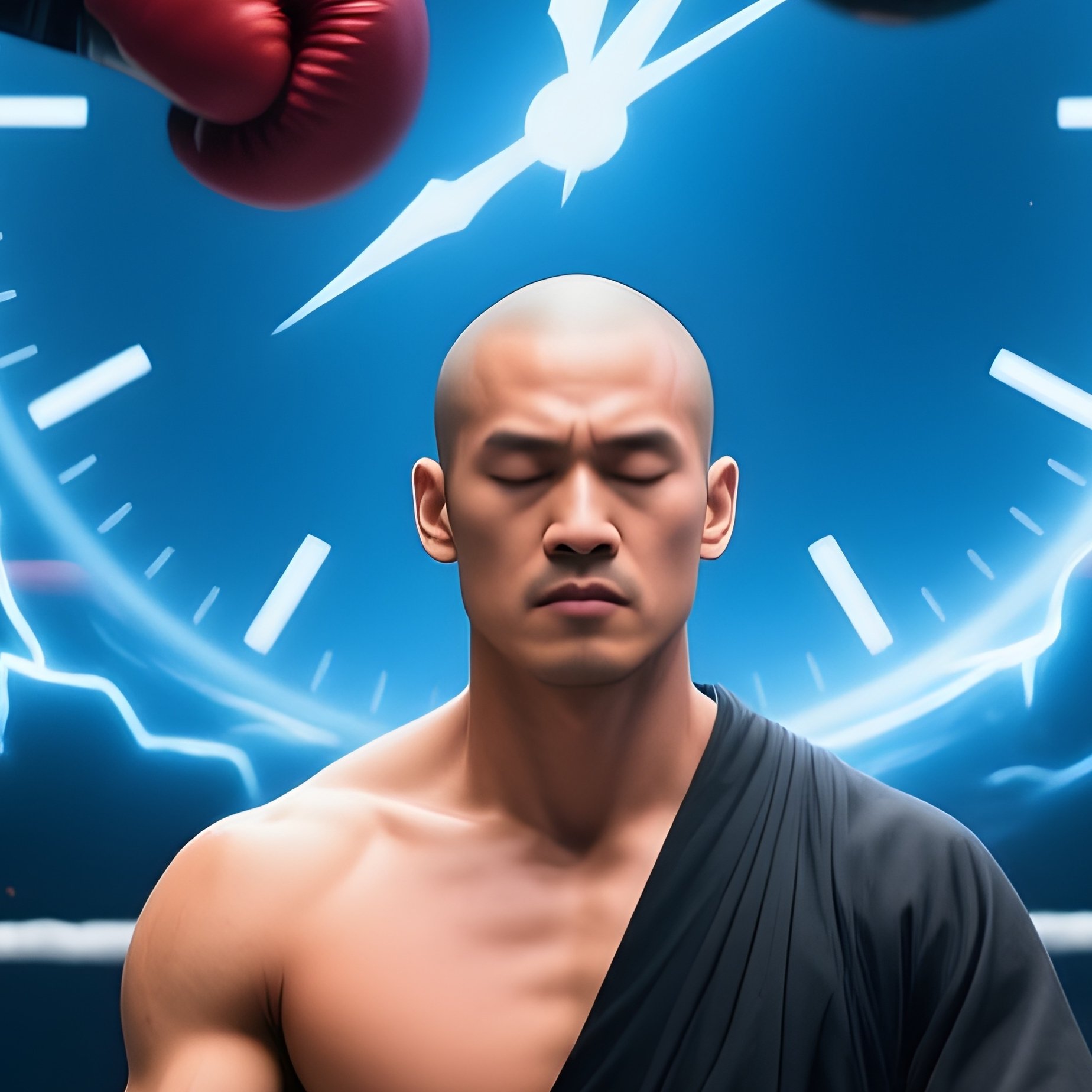 Wrestling Thunder Monk Meditates Slow Motion Zen Powers - Full Resolution Quality Preview