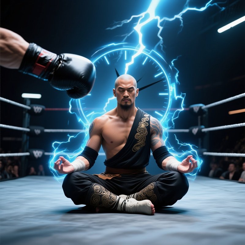 Wrestling Thunder Monk Meditates Slow Motion Zen Powers