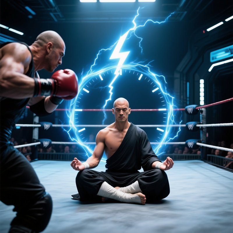 Wrestling Thunder Monk Meditates Slow Motion Zen Powers