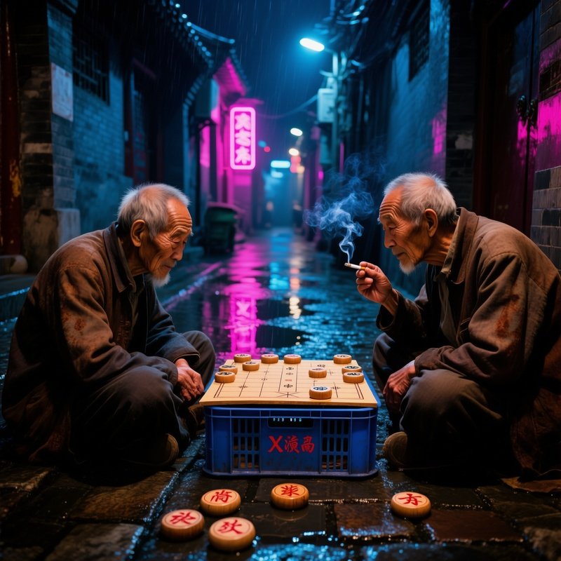 Xiangqi Chess Beijing Hutong Night