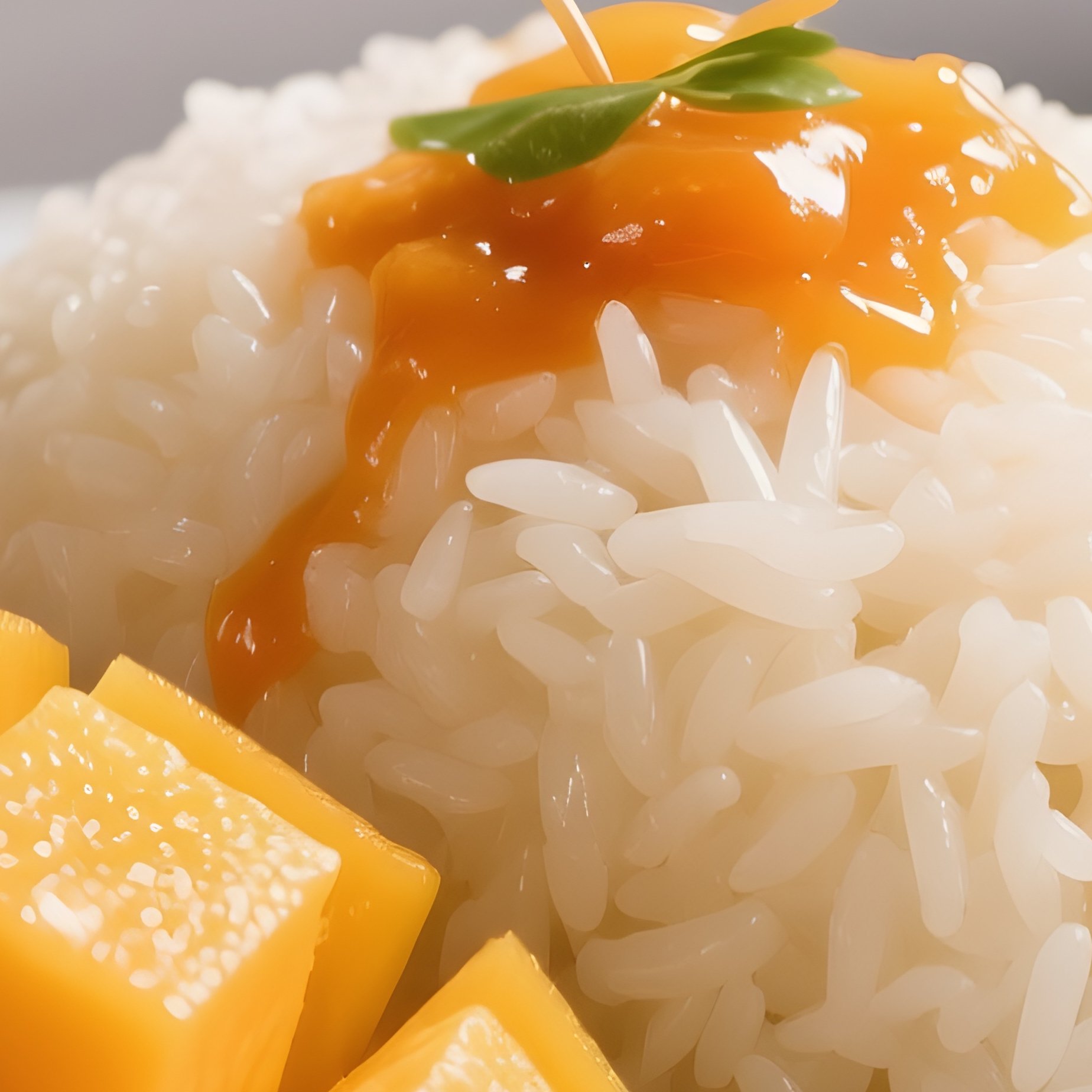Xôi Xoài Sticky Rice Served With Ripe Mango And Coconut Sauce - Full Resolution Quality Preview
