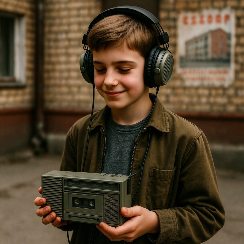 Young Person With Soviet Cassette Player 1987
