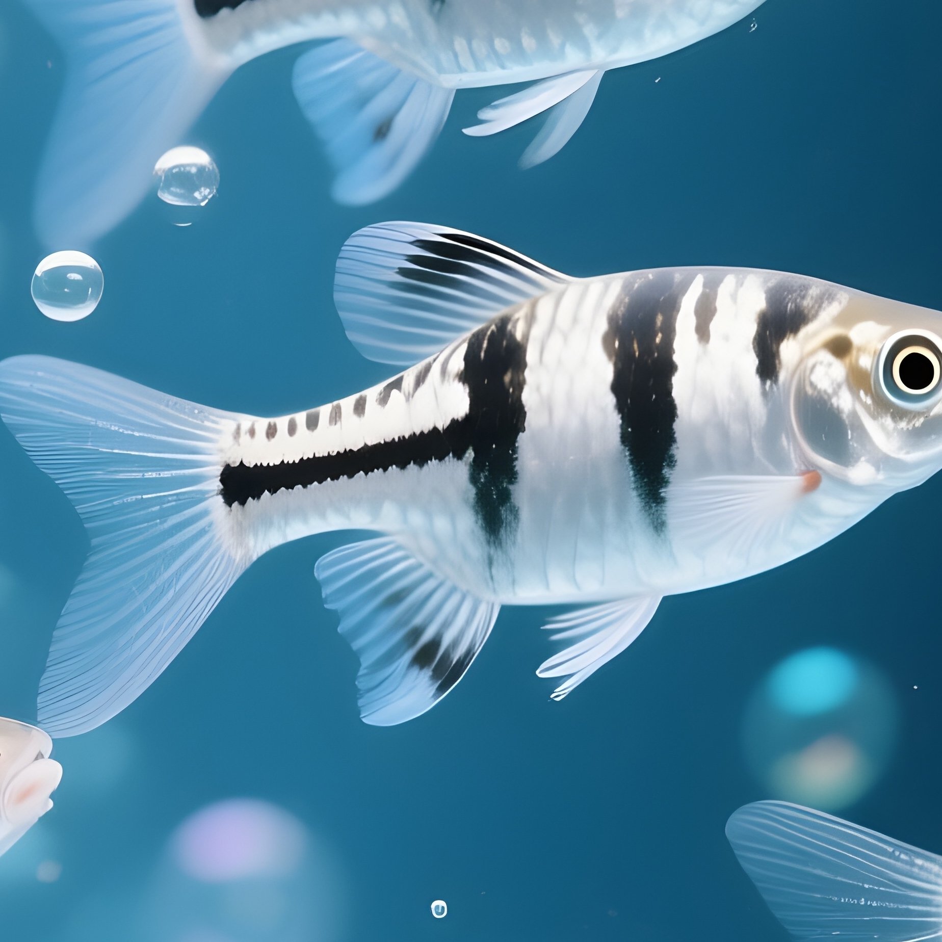 Zebra Danios Through Bubbles - Full Resolution Quality Preview