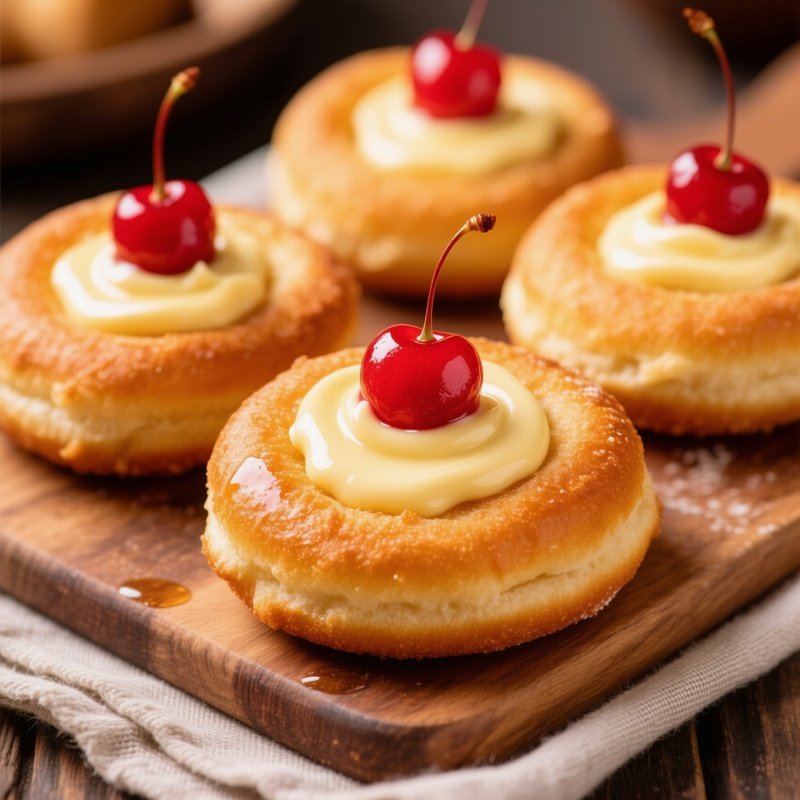 Zeppole Di San Giuseppe Fried Dough Rings With Custard And Sour Cherry