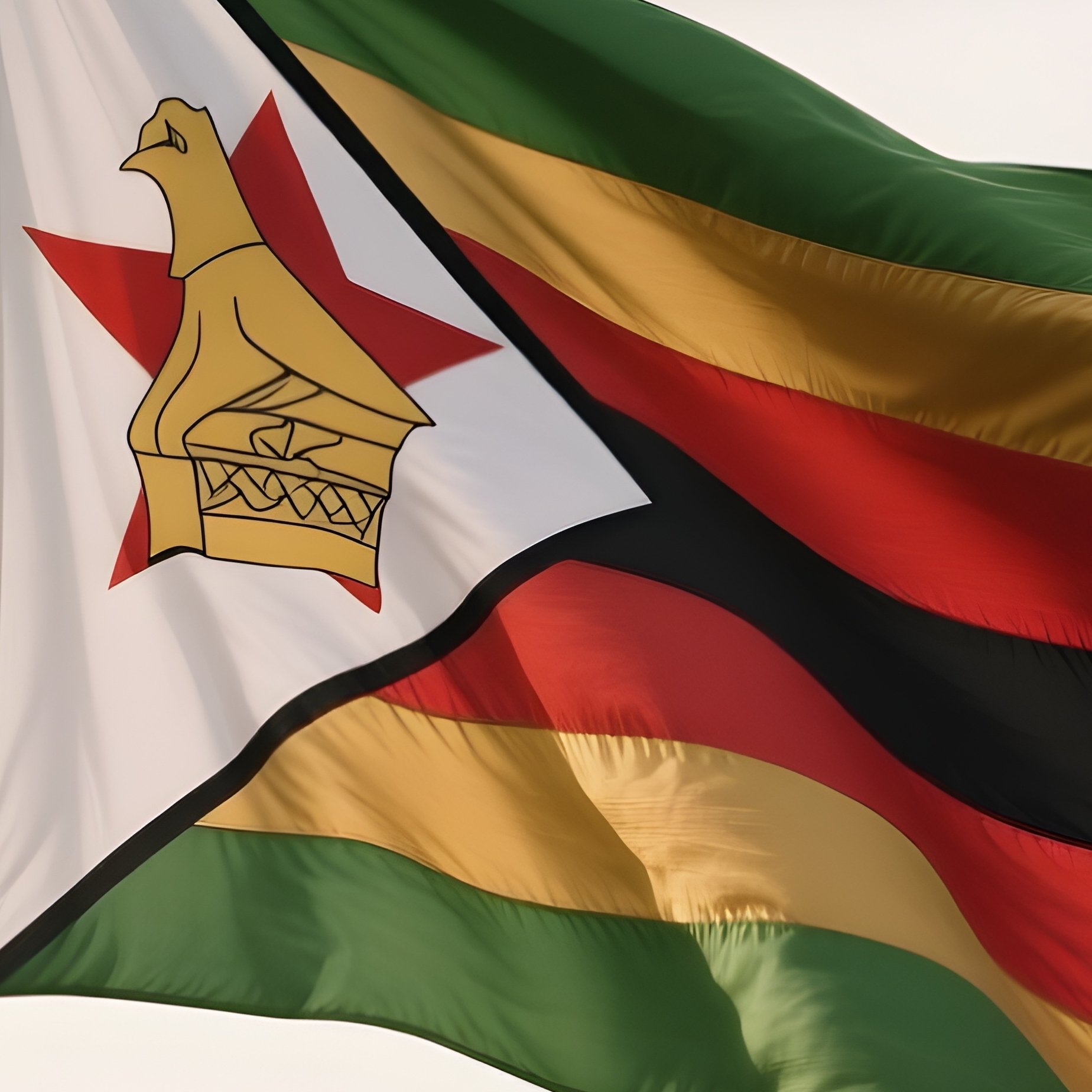 Zimbabwe Flag Half Mast Wind Soft Light - Full Resolution Quality Preview