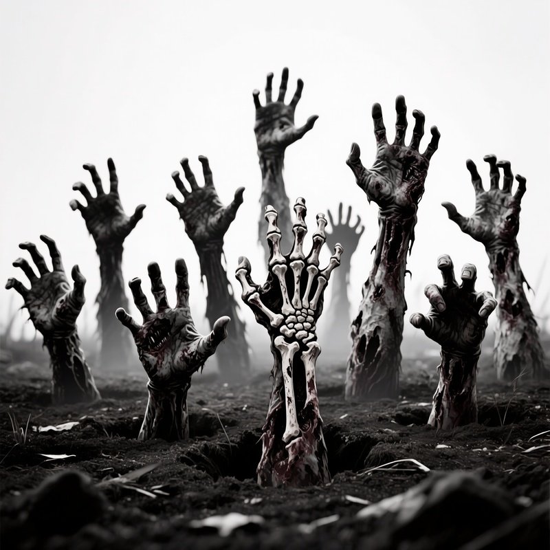 Zombie Hands Emerging From The Ground Zombie Hands