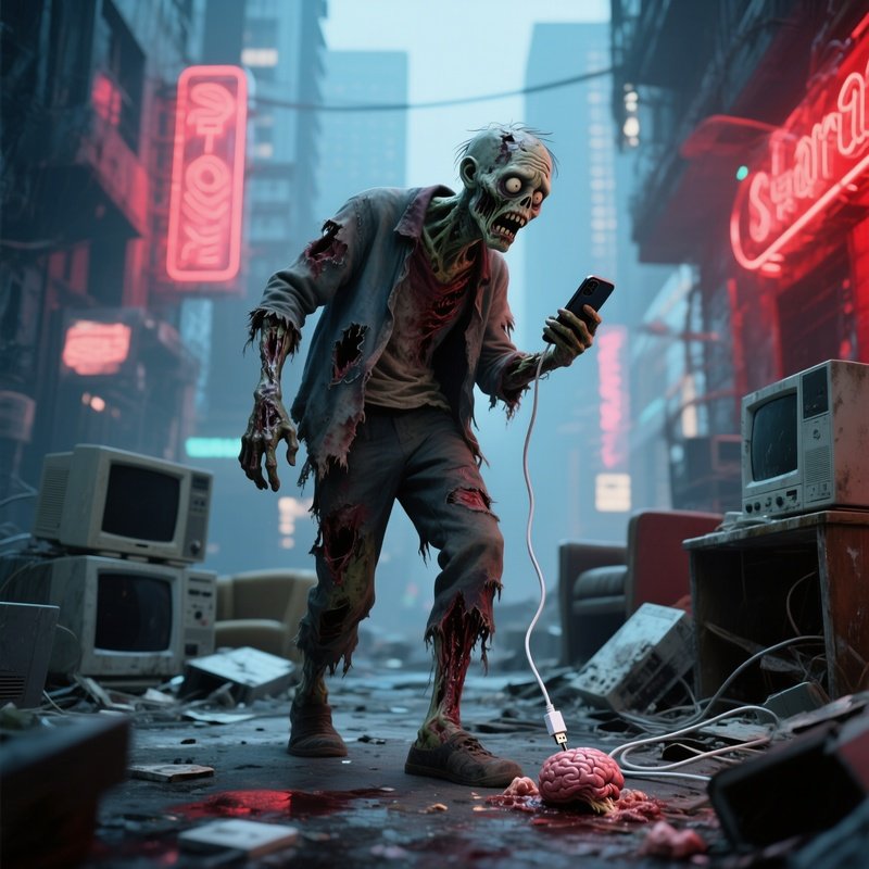 Zombie Looking For Charging Cable