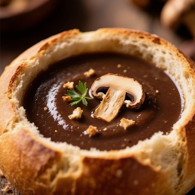 Zupa Grzybowa Mushroom Soup In Bread Bowl
